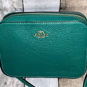 Coach Jade Pebble Leather Mini Jamie Camera Bag Crossbody Purse Green 87734